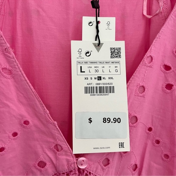 ZARA PINK DRESS SIZE LARGE - Picture 3 of 6